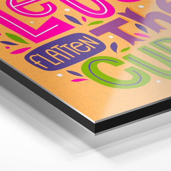 Let's Flatten the Curve - Affiche pop-art ocre — Aluminium Dibond relief 3D