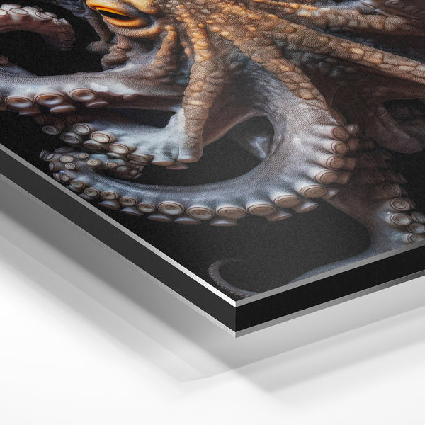 Poulpe noir et or, portrait d'animal marin — Aluminium Dibond