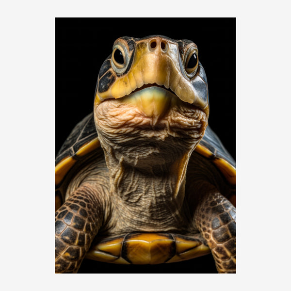 Tortue géante noir et or, portrait réaliste — Toile sur châssis