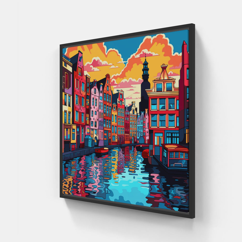 Canal Colors: Amsterdam-Canvas-artwall-20x20 cm-Black-Artwall