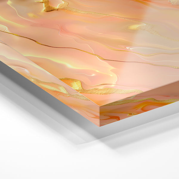 Abstrait fluide or et ocre, style minimaliste — Verre acrylique