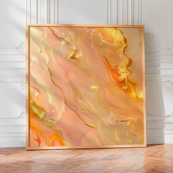 Abstrait fluide or et ocre, style minimaliste — Poster HP mat