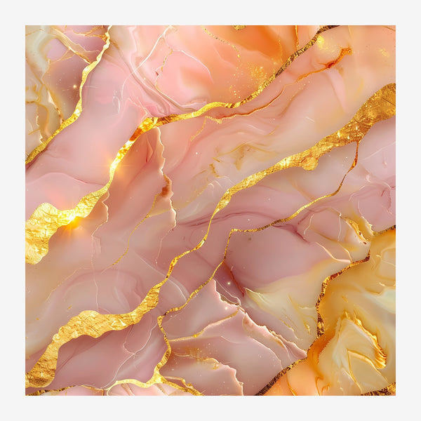 Abstraction rose terracotta et or liquide — Toile sur châssis