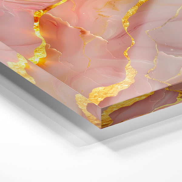 Abstraction rose terracotta et or liquide — Verre acrylique