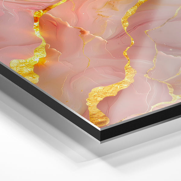 Abstraction rose terracotta et or liquide — Aluminium Dibond relief 3D