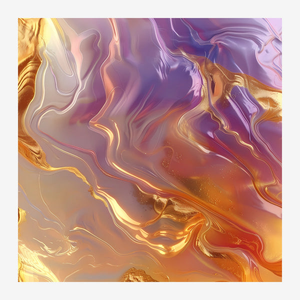Fluidité terracotta et pourpre, abstrait liquide — Toile sur châssis