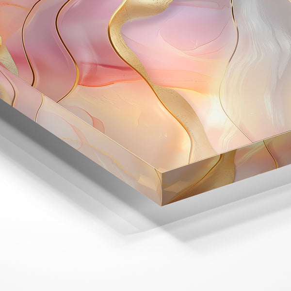 Abstrait rose poudré, or et blanc liquide — Verre acrylique