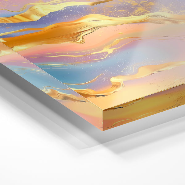 Flux abstrait rose, or et bleu scintillant — Verre acrylique