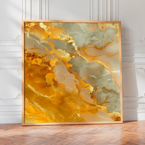 Abstrait ocre et or, effet feuille dorée — Poster HP mat