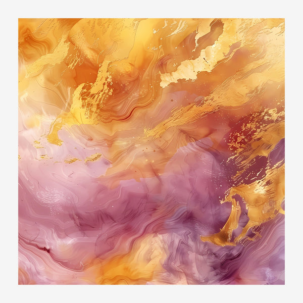 Abstrait fluidité ocre, rose et or – moderne — Toile sur châssis