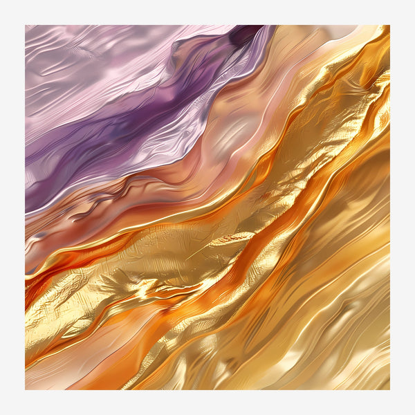 Flots abstraits ocre et violet, abstrait fluide — Toile sur châssis