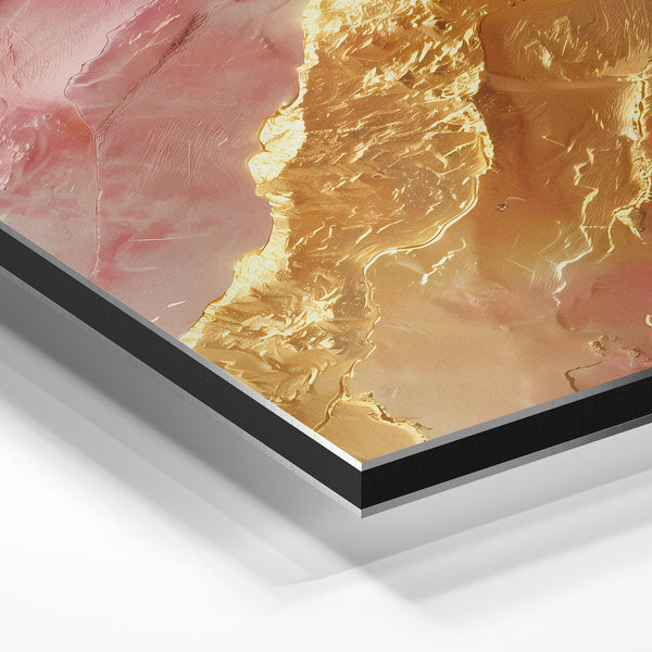 Abstraction géométrique or et rose terracotta — Aluminium Dibond