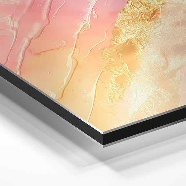 Abstractions géométriques rose, or et mauve — Aluminium Dibond relief 3D