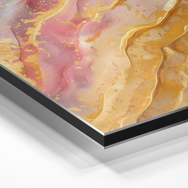 Fluidité rose et or - affiche abstrait luxe — Aluminium Dibond