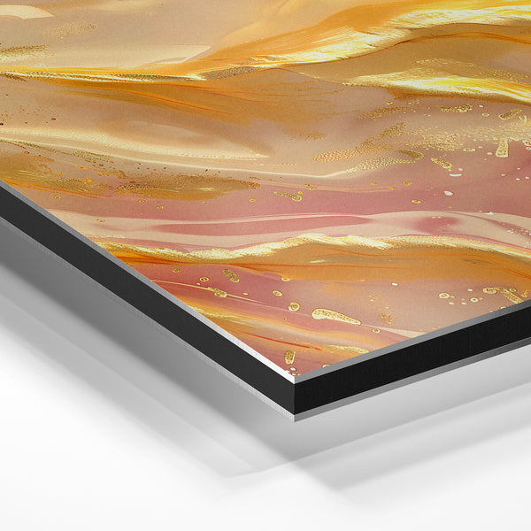 Fluidité dorée et terracotta, abstrait moderne — Aluminium Dibond