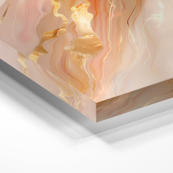 Abstrait fluide terracotta, beige et or luxe — Verre acrylique