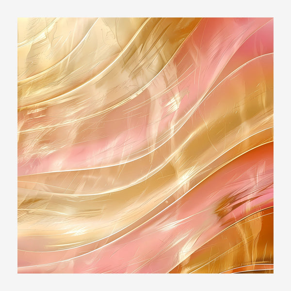 Abstraction Fluide Rose Ocre et Or Moderne — Toile sur châssis