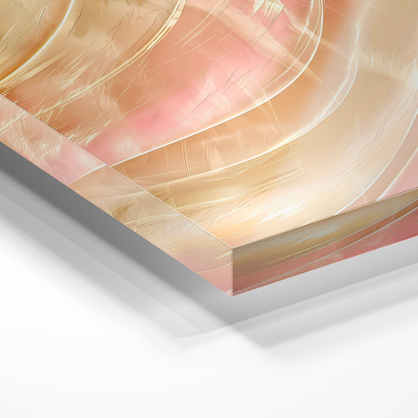 Abstraction Fluide Rose Ocre et Or Moderne — Verre acrylique