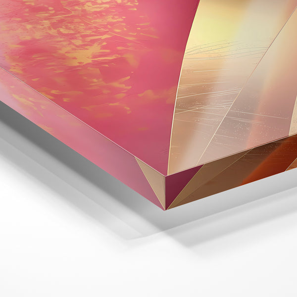 Abstrait géométrique rose, doré et terracotta — Verre acrylique