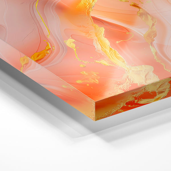 Abstrait fluide corail, or et rose pêche — Verre acrylique