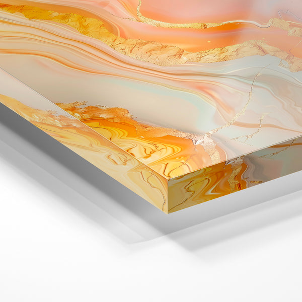 Abstrait géométrique or et rose pastel fluide — Verre acrylique