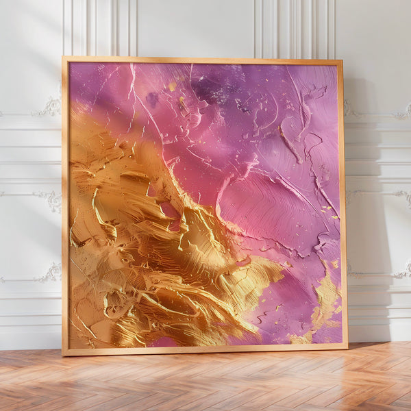 Abstrait violet et or : composition dynamique — Poster HP mat