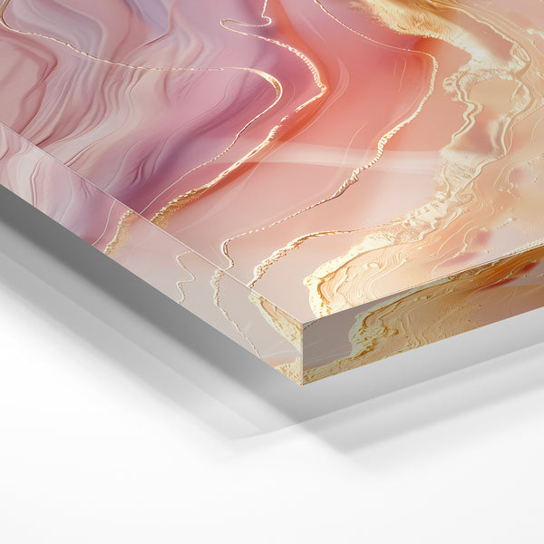 Flots rose et or marbre liquide abstrait — Verre acrylique