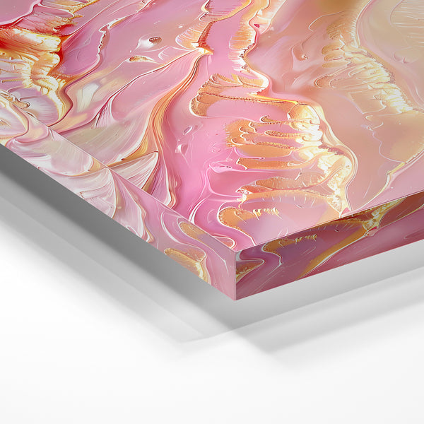 Abstrait rose et or, fluidité géométrique — Verre acrylique