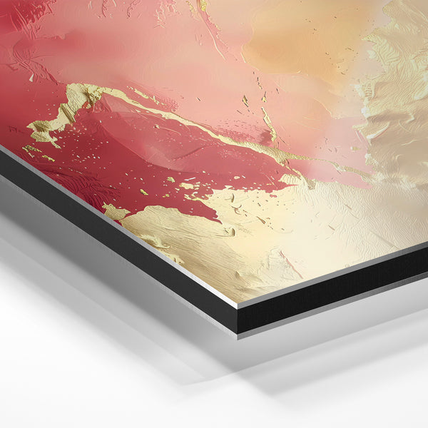 Abstraction rose et or, style contemporain — Aluminium Dibond relief 3D