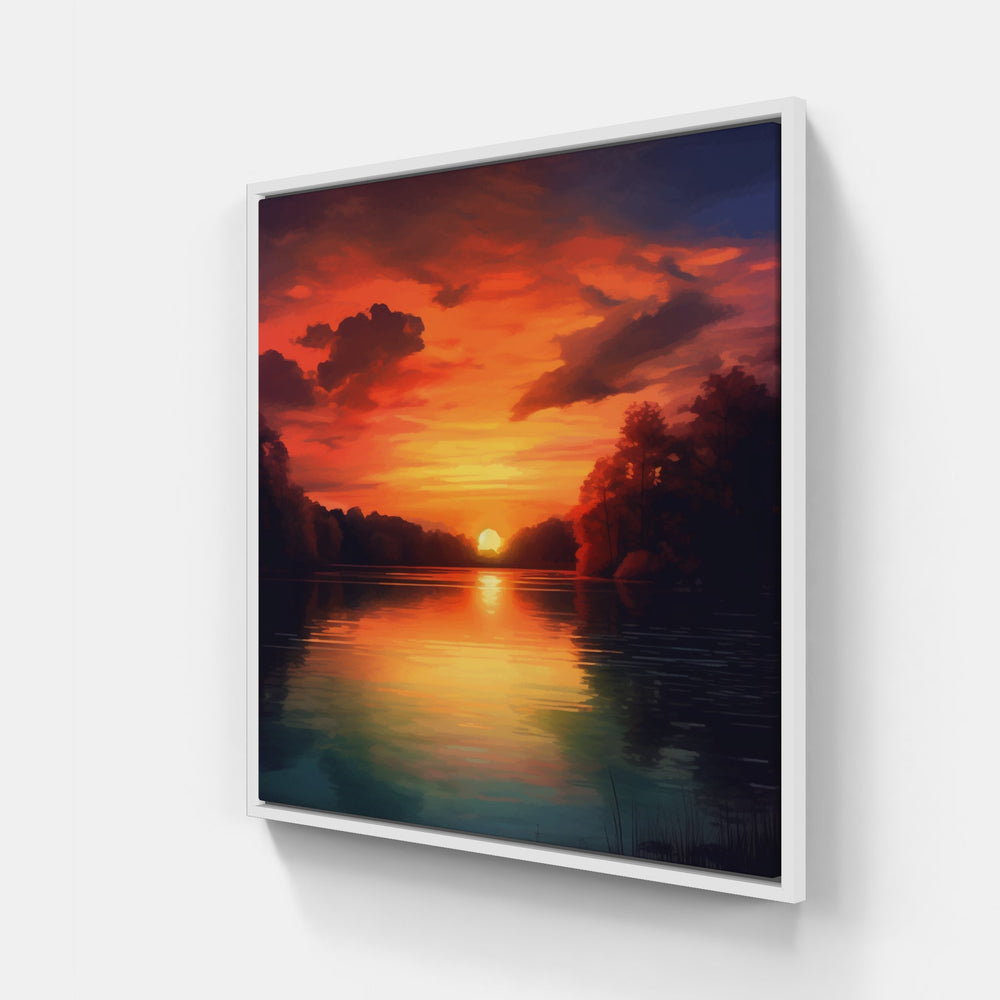 Tranquil Sunset Silhouette-Canvas-artwall-20x20 cm-White-Artwall