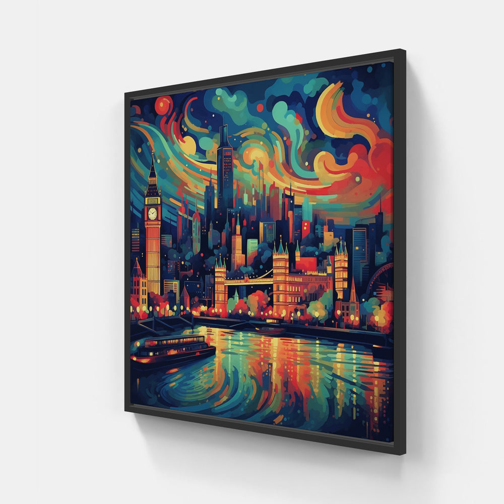 City Lights: London-Canvas-artwall-20x20 cm-Black-Artwall