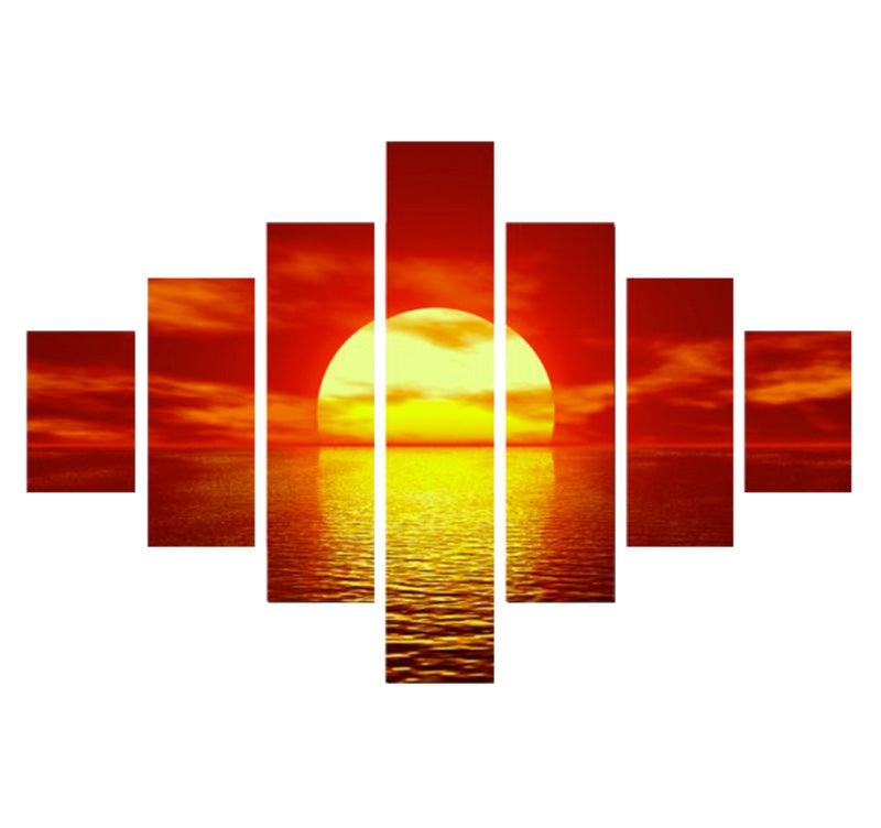 Red Sunset Sea Multiple Canvas