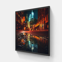 Nightfall in the City-Canvas-artwall-40x40 cm-Black-Artwall