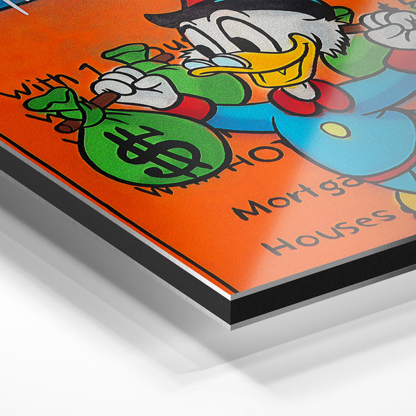 Canard millionnaire pop art rétro vintage — Aluminium Dibond relief 3D