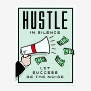 Hustle in Silence - Affiche motivante pop-art rétro