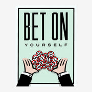 Bet On Yourself - affiche pop art rétro vert sauge