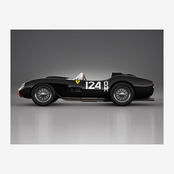 Voiture de course vintage noir et blanc rétro — Poster HP mat