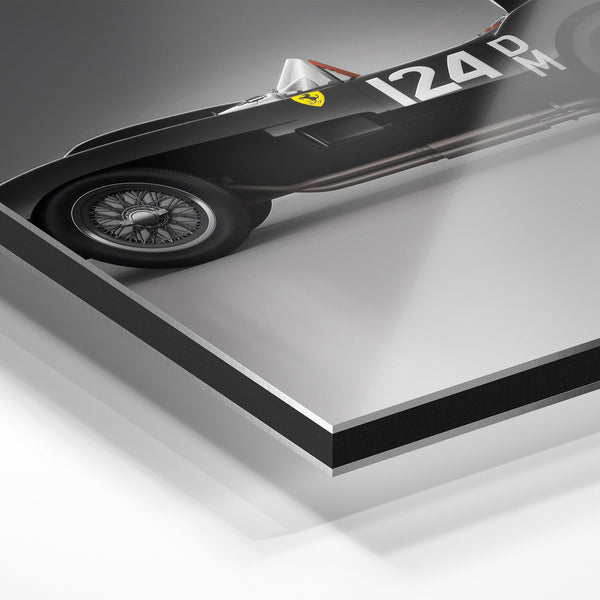Voiture de course vintage noir et blanc rétro — Aluminium Dibond relief 3D