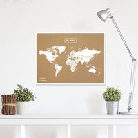 Cork World Map Decoration