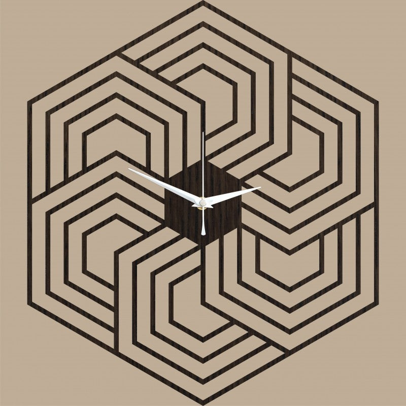 Horloge Murale Bois Hexagon