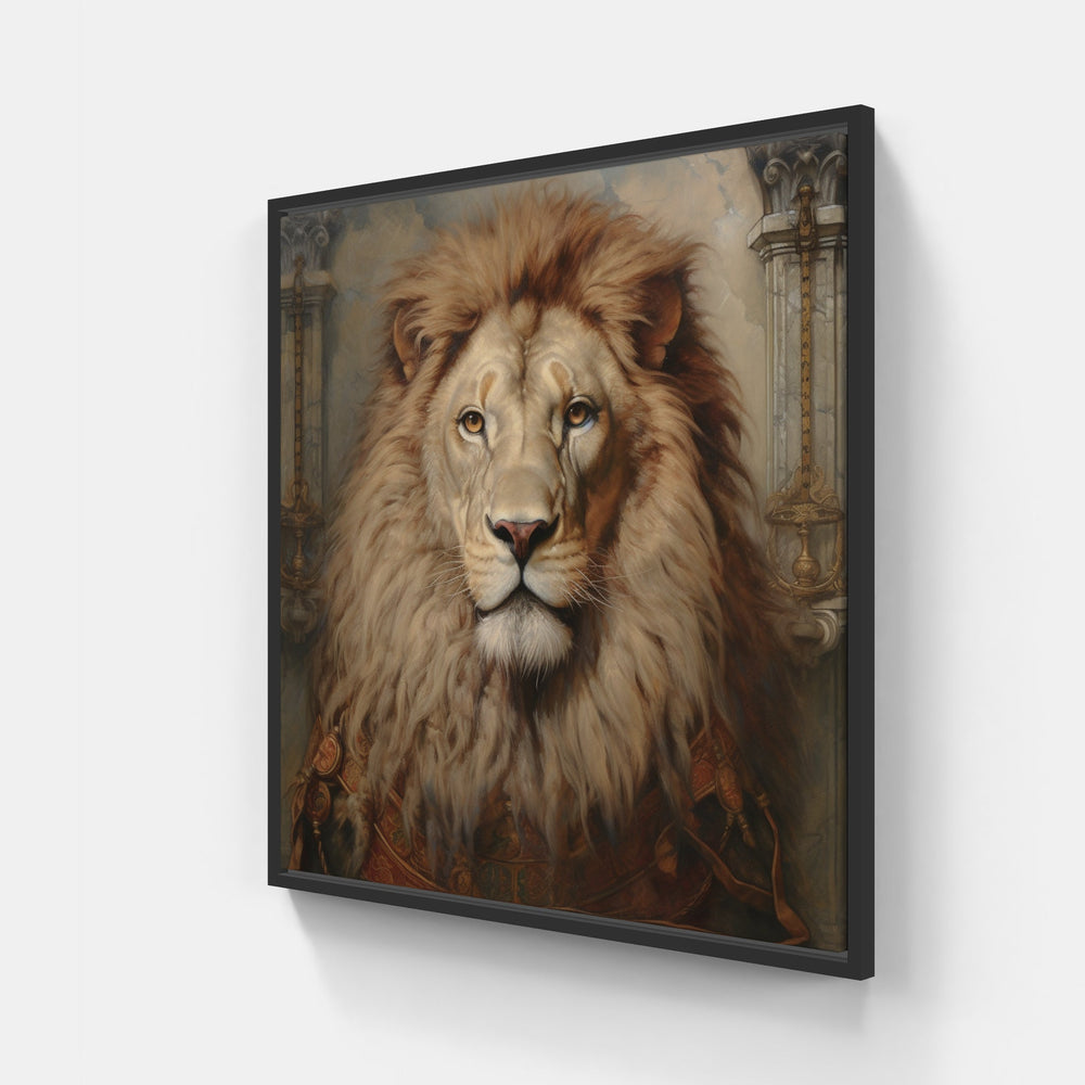 Lion Roar Bravely-Canvas-artwall-20x20 cm-Black-Artwall