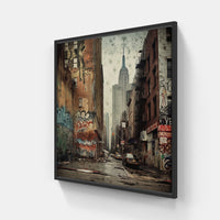 City Lights Reflection-Canvas-artwall-40x40 cm-Black-Artwall