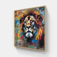 Lion roaring bravely-Canvas-artwall-20x20 cm-Wood-Artwall