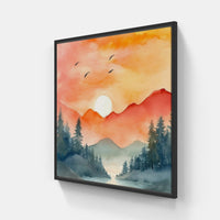 Enchanting Sunset Vista-Canvas-artwall-20x20 cm-Black-Artwall