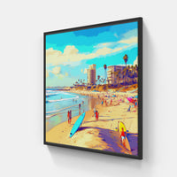 Seagulls Shoreline Paradise-Canvas-artwall-20x20 cm-Black-Artwall