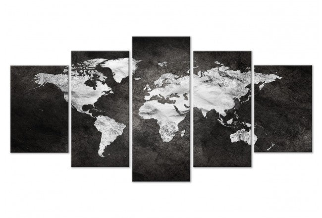 Dark world map wall canvas