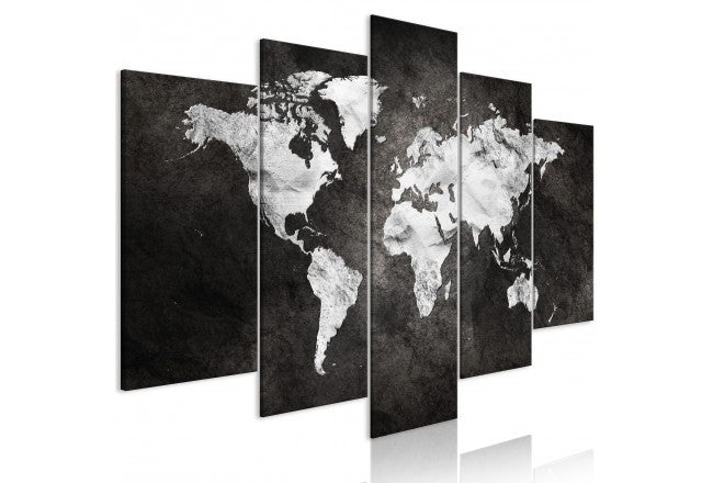 Dark world map wall canvas