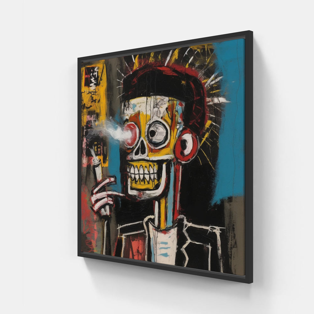 Enigmatic Basquiat Interpretation-Canvas-artwall-20x20 cm-Black-Artwall