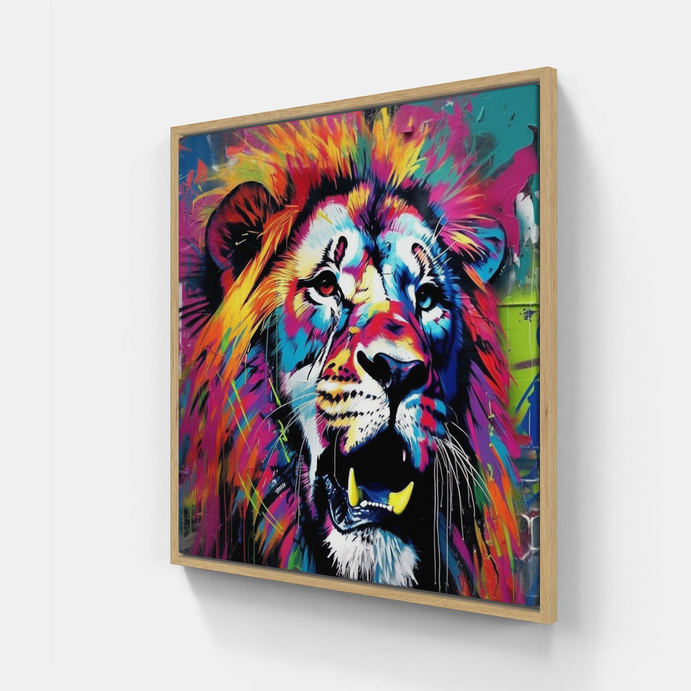 Lion Roar Brave Strong-Canvas-artwall-20x20 cm-Wood-Artwall
