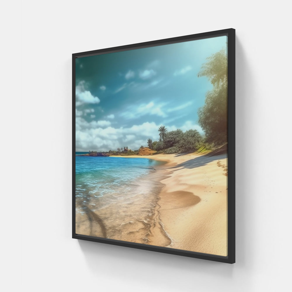 Golden Sands Tropical Paradise-Canvas-artwall-20x20 cm-Black-Artwall
